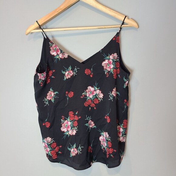 Express Blouse Womens Small Satin Black Floral Cottagecore Casual Office - Picture 5 of 5